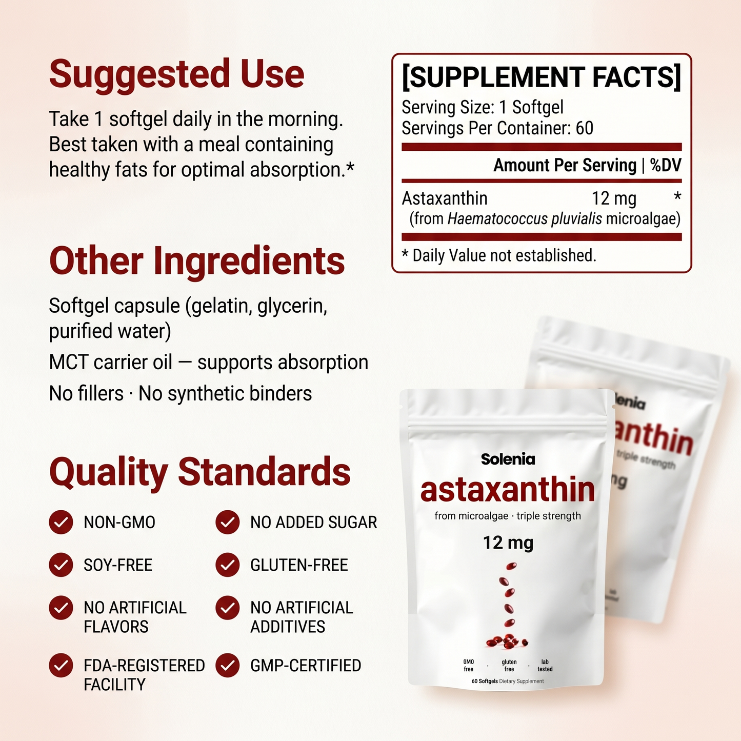 SOLENIA Astaxanthin 12mg Softgels